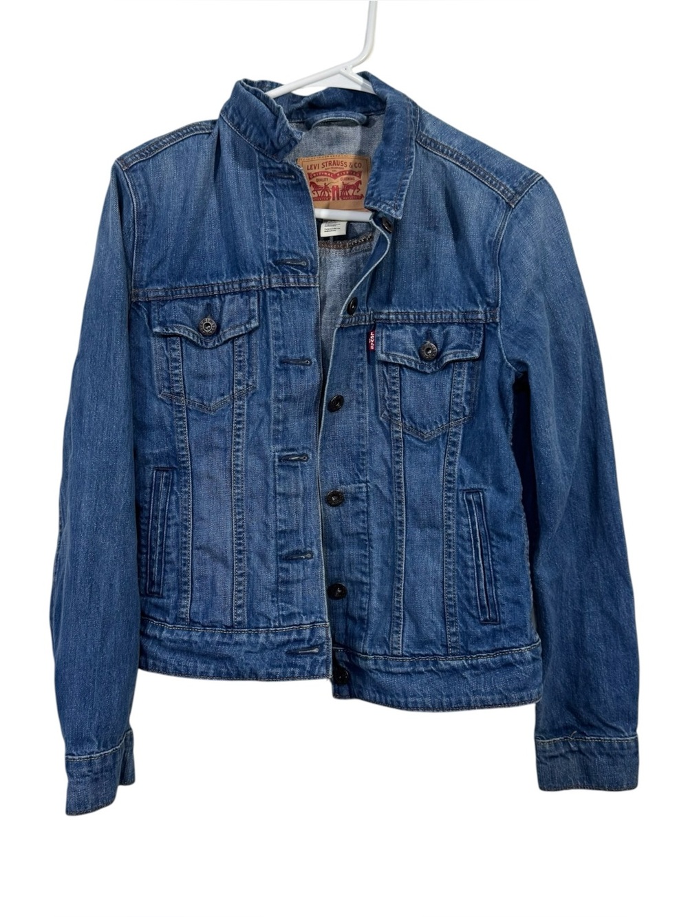 Levi's Medium Wash Double Breasted Oversized Denim Jean Jacket